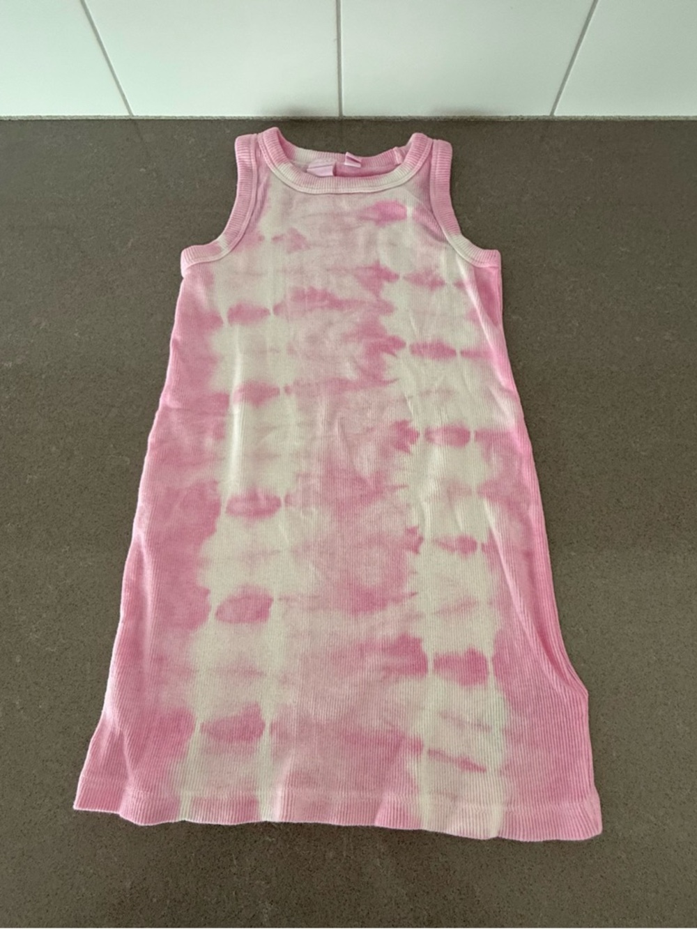NWOT Girl XS (4) Gap Rib Pink & White Tye Die Tank Dress New